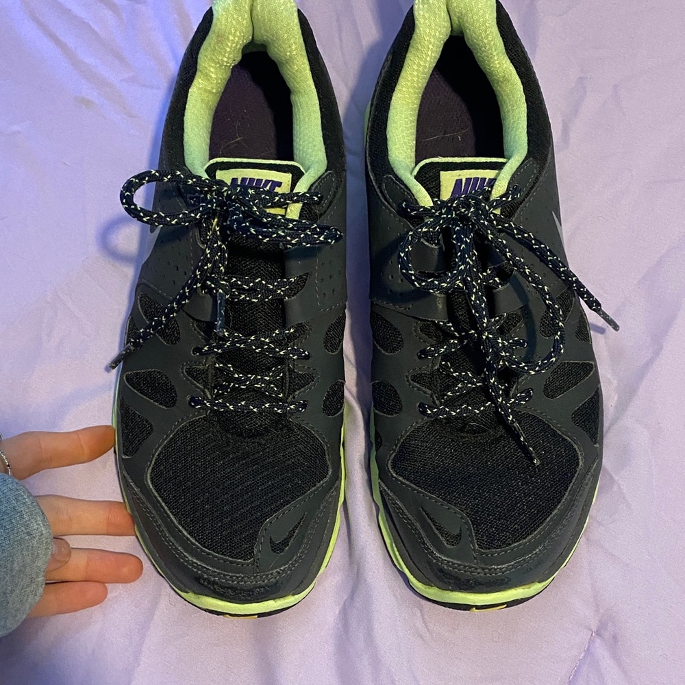 Nike Black and Lime Athletic Shoes